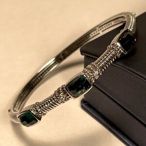 JUDITH RIPKA Emerald Green Quartz Silver Bracelet